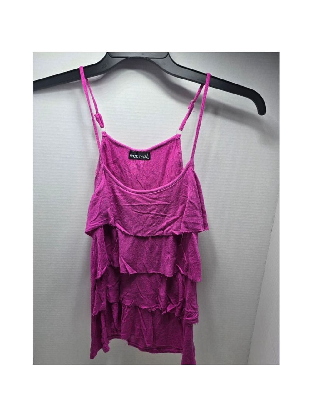 Juniors Wet Seal Pink Ruffled Tank Top XS